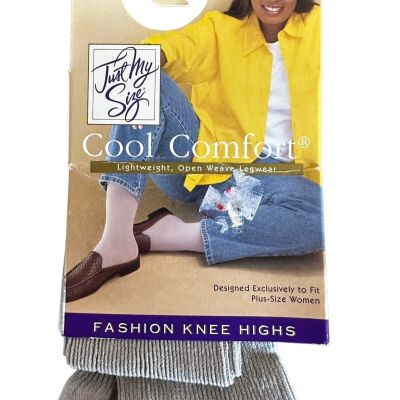 Just My Size Plus Size Cool Comfort Fashion Knee Highs - Ribbed Grey, One Size